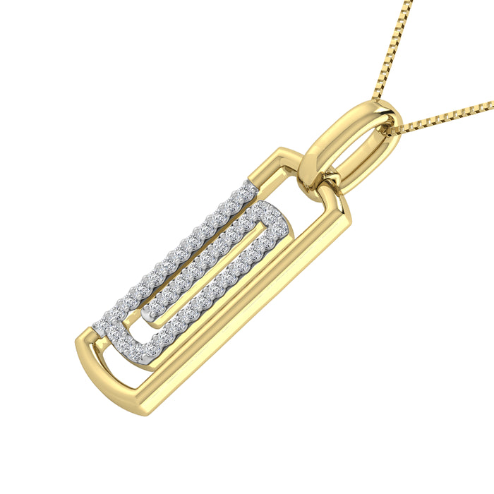 Diamond 1/6 Ct.Tw. Paper Clip Pendant in 10K Yellow Gold