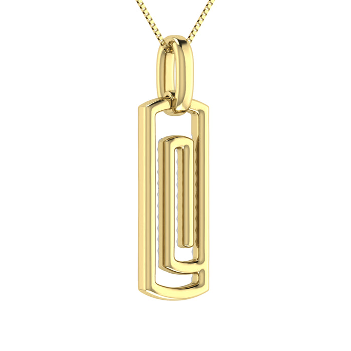 Diamond 1/6 Ct.Tw. Paper Clip Pendant in 10K Yellow Gold