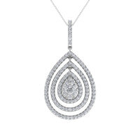 Thumbnail for 14K White Gold 1 Ct.Tw. Round Diamond Pear Shape Pendant