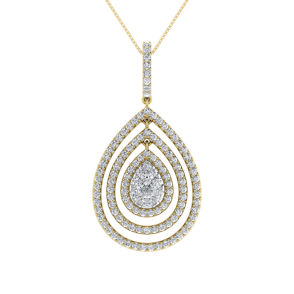 14K Yellow Gold 1 Ct.Tw. Round Diamond Pear Shape Pendant