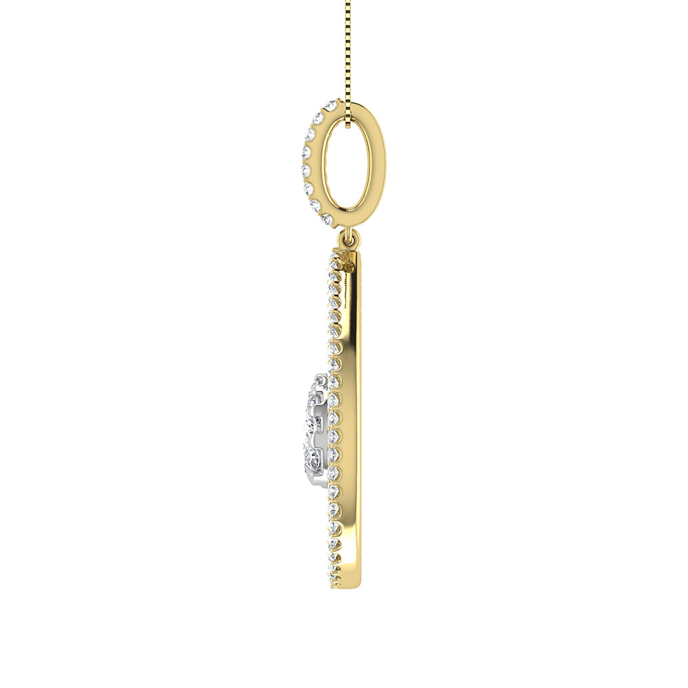14K Yellow Gold 1 Ct.Tw. Round Diamond Pear Shape Pendant