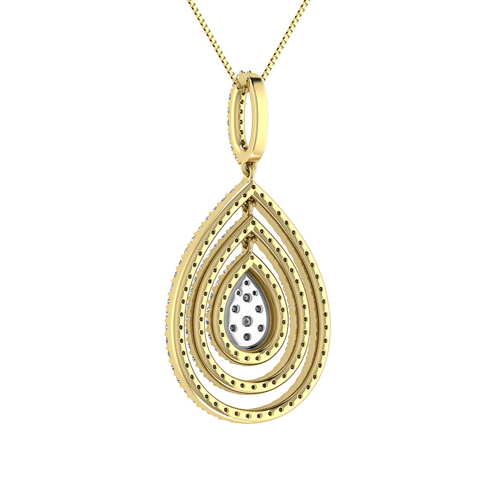 14K Yellow Gold 1 Ct.Tw. Round Diamond Pear Shape Pendant