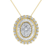 Thumbnail for 14K Yellow Gold 3/4.Tw. Round and Tapper Diamond Invisible Oval Shape Pendant