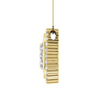 Thumbnail for 14K Yellow Gold 3/4.Tw. Round and Tapper Diamond Invisible Oval Shape Pendant