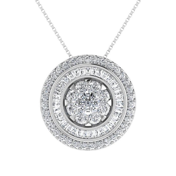 14K White Gold 3/4.Tw. Round and Tapper Diamond Invisible Pendant