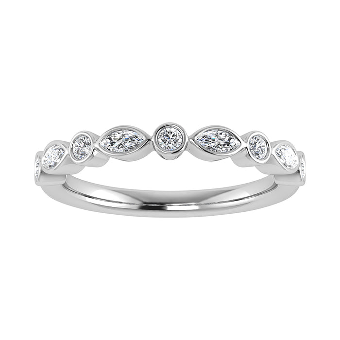 14K White Gold 1/3.Tw. Diamond Stack Band