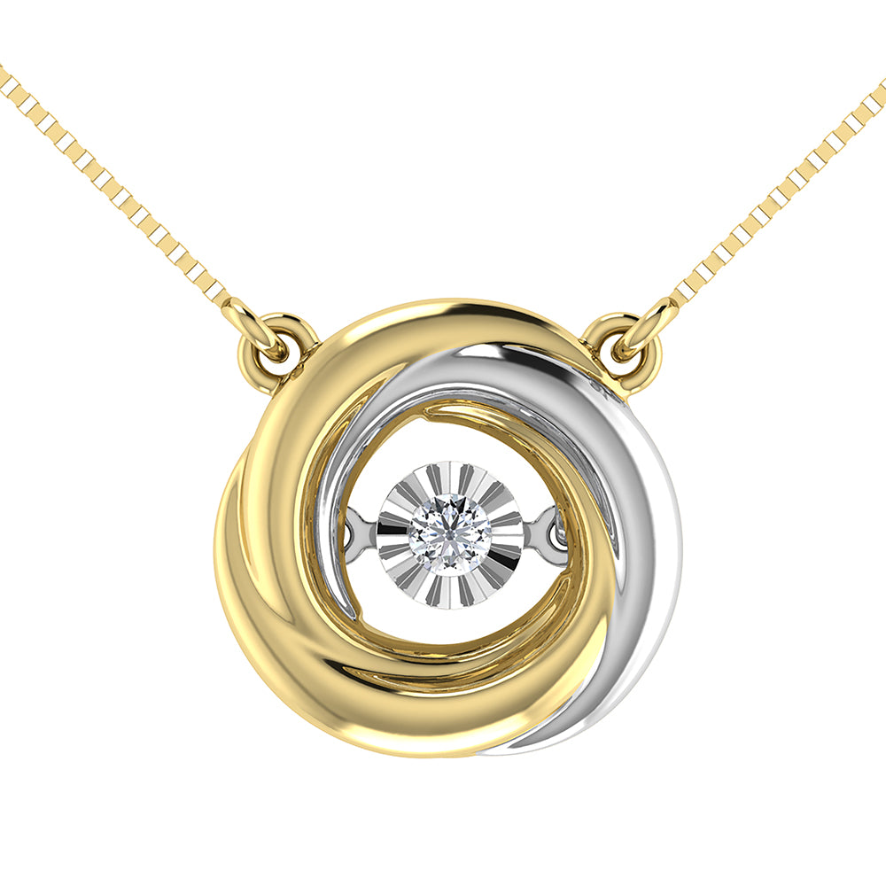 10K Two Tone 1/20 Ct.Tw. Diamond Shimmering Necklace