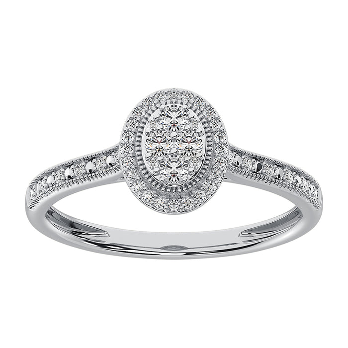 10K White Gold 1/4 Ct.Tw. Diamond Oval Shape Promise Ring