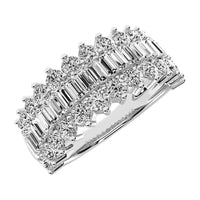 Thumbnail for 14K White Gold 1 1/2 Ct.Tw. Diamond Round and Baguette Set Fashion Band