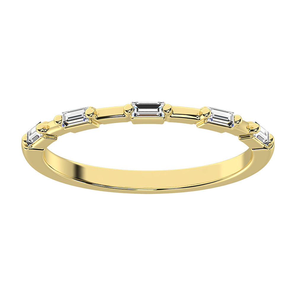 14K Yellow Gold 1/10 Ct.Tw. Diamond Baguette Stack Bands