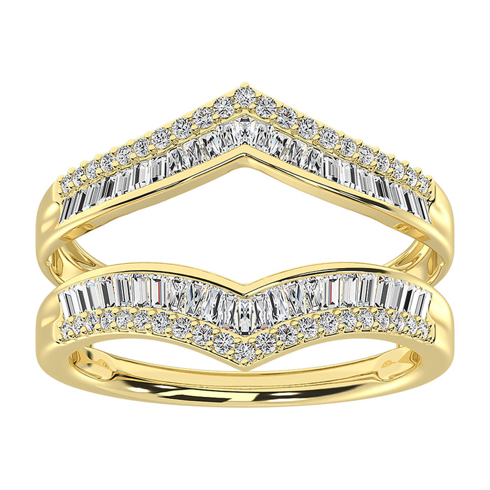 10K Yellow Gold 1/2 Ct.Tw. Diamond Round and Baguette Guard Ring