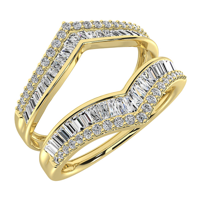 10K Yellow Gold 1/2 Ct.Tw. Diamond Round and Baguette Guard Ring