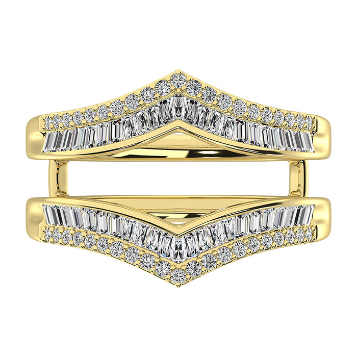 10K Yellow Gold 1/2 Ct.Tw. Diamond Round and Baguette Guard Ring