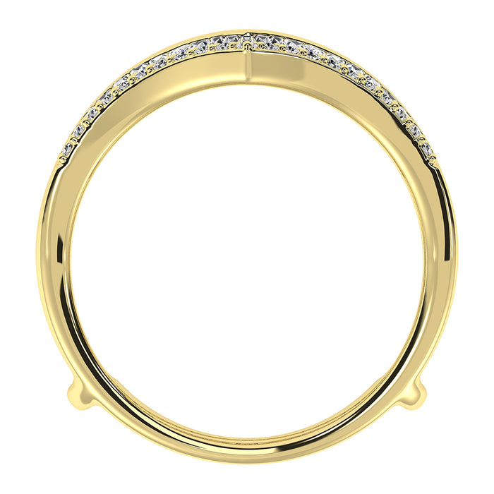 10K Yellow Gold 1/2 Ct.Tw. Diamond Round and Baguette Guard Ring