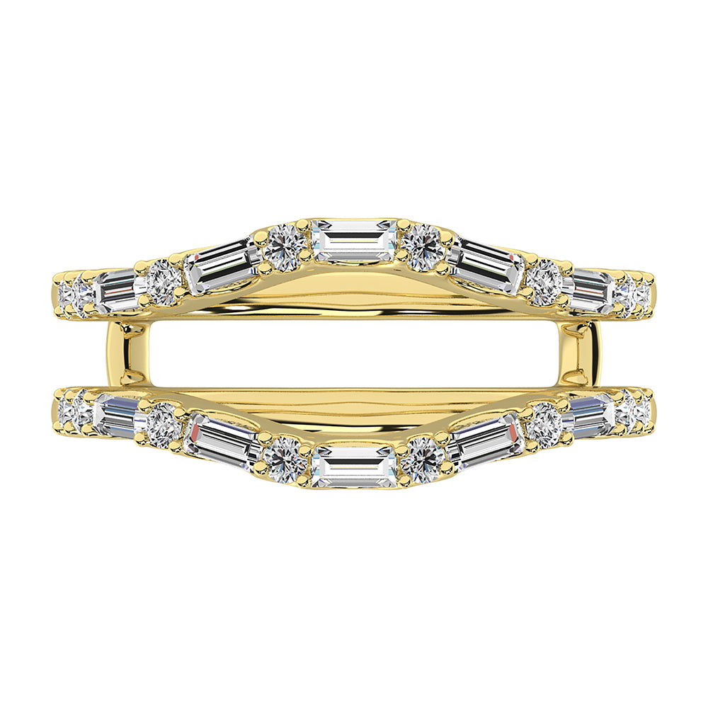 14K Yellow Gold 3/8 Ct.Tw. Diamond Round and Baguette Set Guard Ring