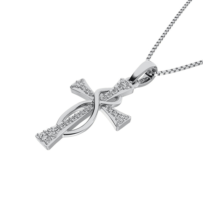 10K White Gold 1/10 Ct.Tw. Diamond Cross Pendant