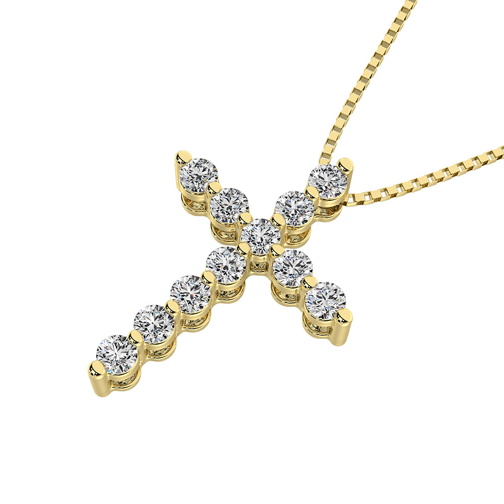 10K Yellow Gold 1/4 Ct.Tw. Diamond Cross Pendant