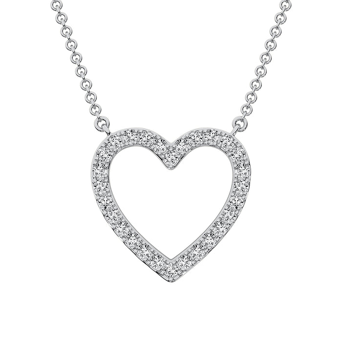 10K White Gold 1/2 Ct.Tw. Diamond Heart Necklace