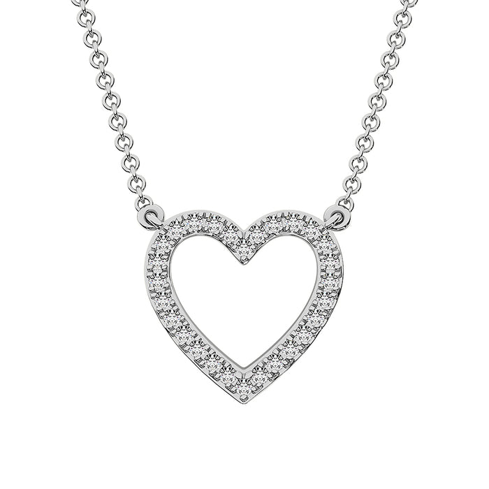 10K White Gold 1/4 Ct.Tw. Diamond Heart Necklace