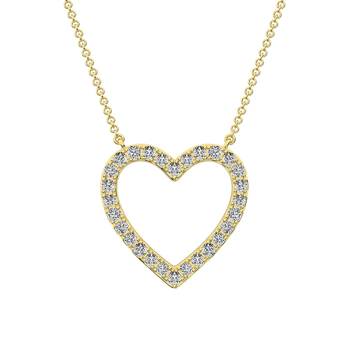 10K Yellow Gold 1/4 Ct.Tw. Diamond Heart Necklace