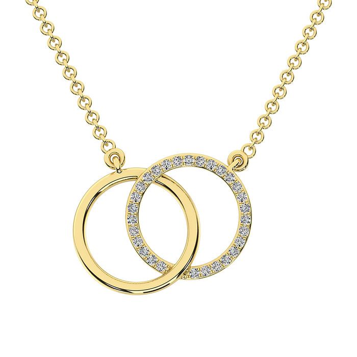 10K Yellow Gold 1/10 Ct.Tw. Diamond Interlinked Circle Necklace