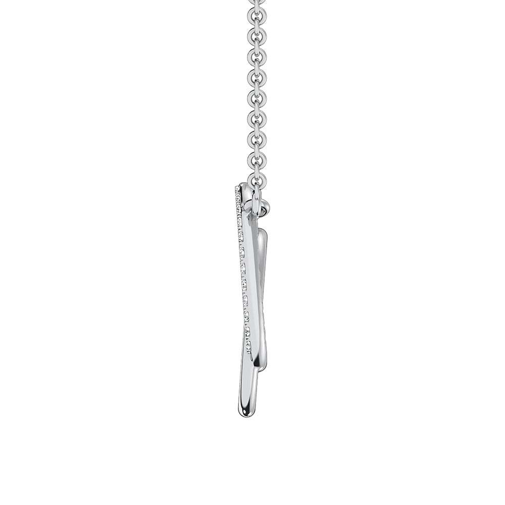 10K White Gold 1/10 Ct.Tw. Diamond Duel Oval Pendant