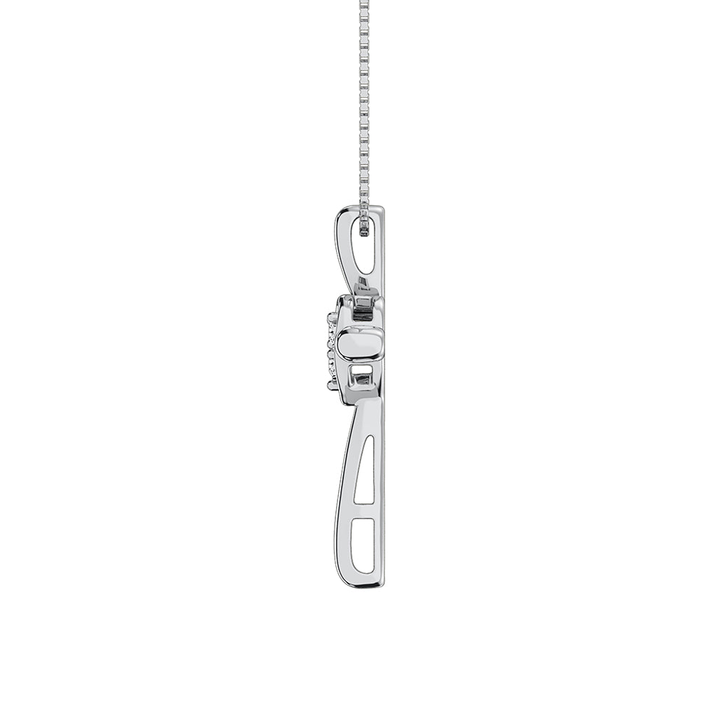 Sterling Silver 1/50 Ct.Tw. Diamond Cross with Heart Necklace