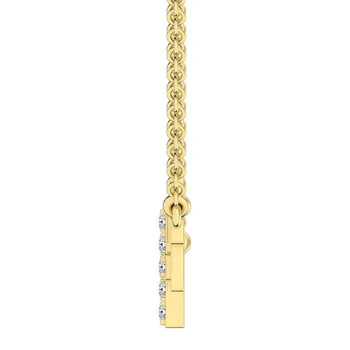 10K Two Tone Gold 1/6 Ct.Tw. Diamond Duel Cross Necklace