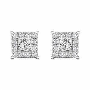 LADIES EARRINGS 1/4 CT ROUND/PRINCESS DIAMOND 10K YELLOW GOLD
