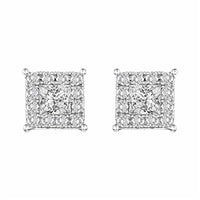 Thumbnail for LADIES EARRINGS 1/4 CT ROUND/PRINCESS DIAMOND 10K YELLOW GOLD