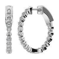 Thumbnail for 14K White Gold 2 1/6 Ct.Tw. Diamond Round Set Hoop Earrings