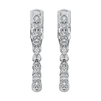 Thumbnail for 14K White Gold 1 Ct.Tw. Diamond Round Set Hoop Earrings