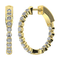 Thumbnail for 14K Yellow Gold 1 5/8 Ct.Tw. Diamond Round Set Hoop Earrings
