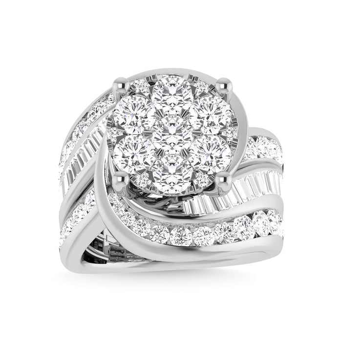 Diamond 4 Ct.Tw. Cluster Engagement Ring in 10K White Gold