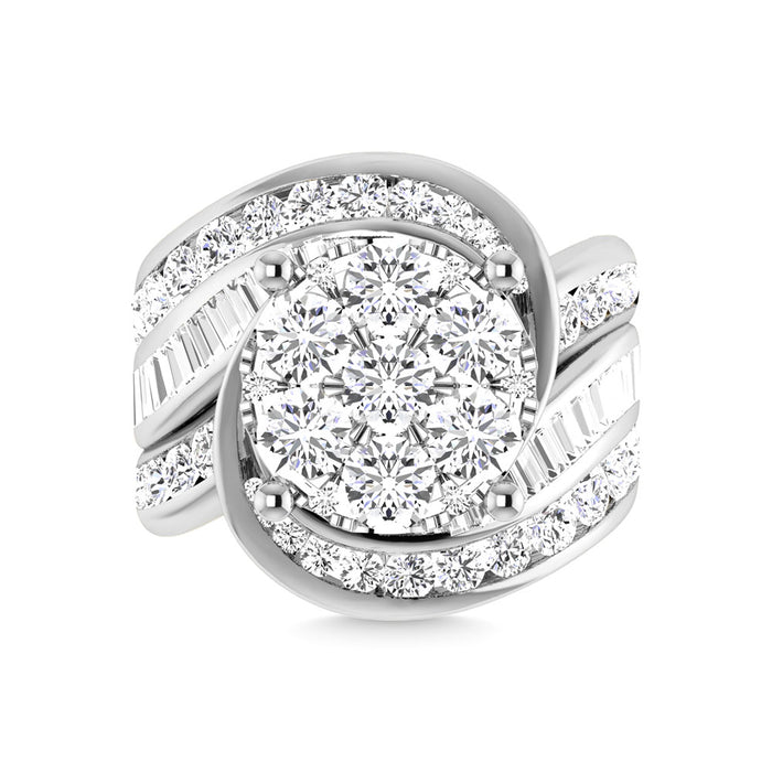 Diamond 4 Ct.Tw. Cluster Engagement Ring in 10K White Gold