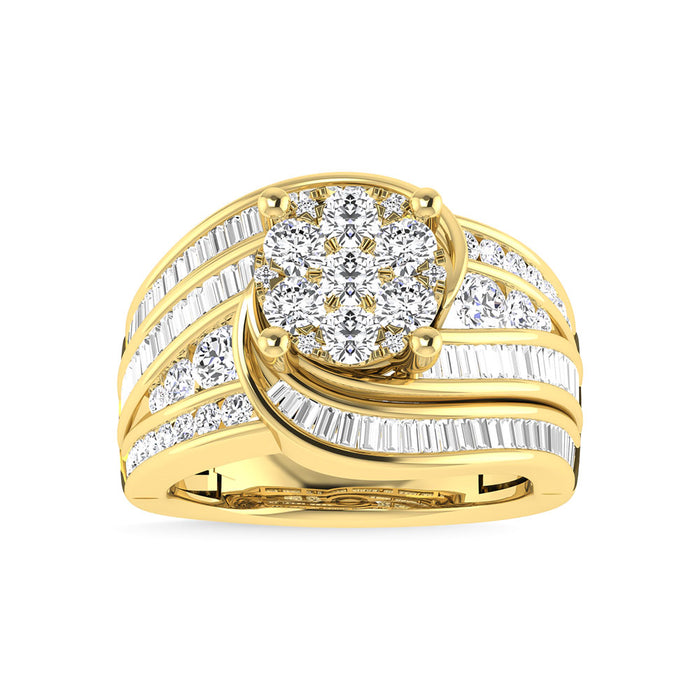 Diamond 2 Ct.Tw. Cluster Engagement Ring in 10K Yellow Gold