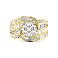 Thumbnail for Diamond 2 Ct.Tw. Cluster Engagement Ring in 10K Yellow Gold