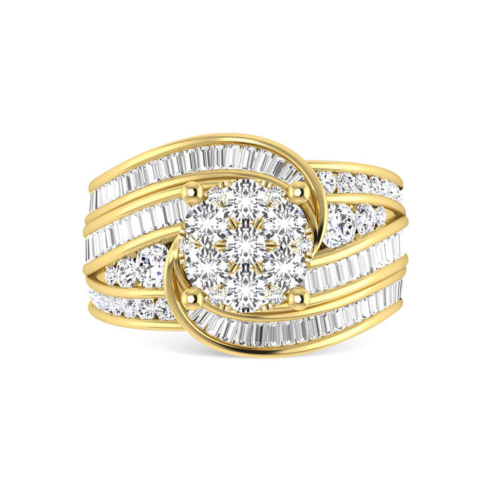 Diamond 2 Ct.Tw. Cluster Engagement Ring in 10K Yellow Gold