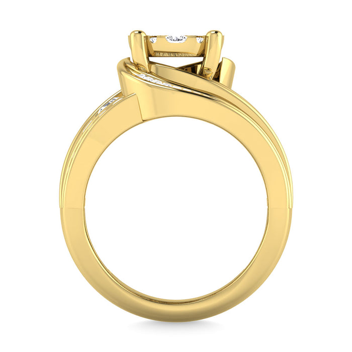 Diamond 2 Ct.Tw. Cluster Engagement Ring in 10K Yellow Gold