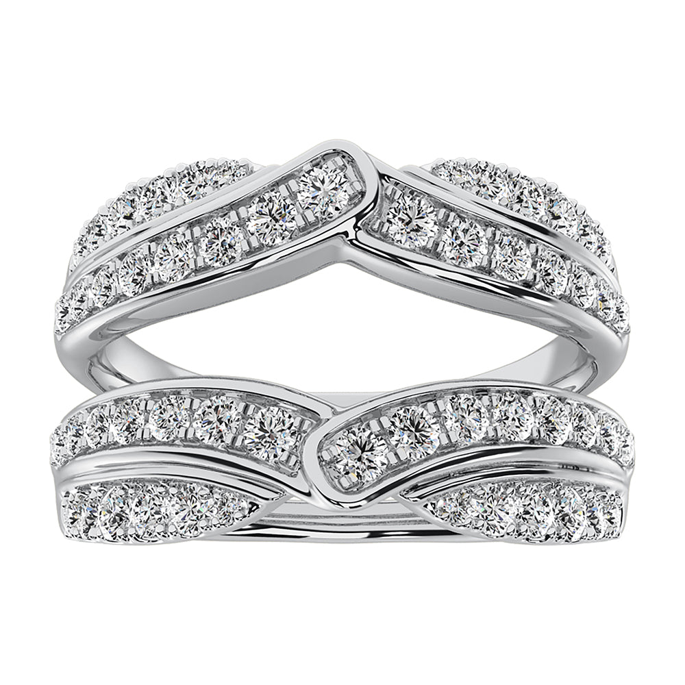 14K White Gold 3/4 Ct.Tw. Diamond Chevron Guard Ring
