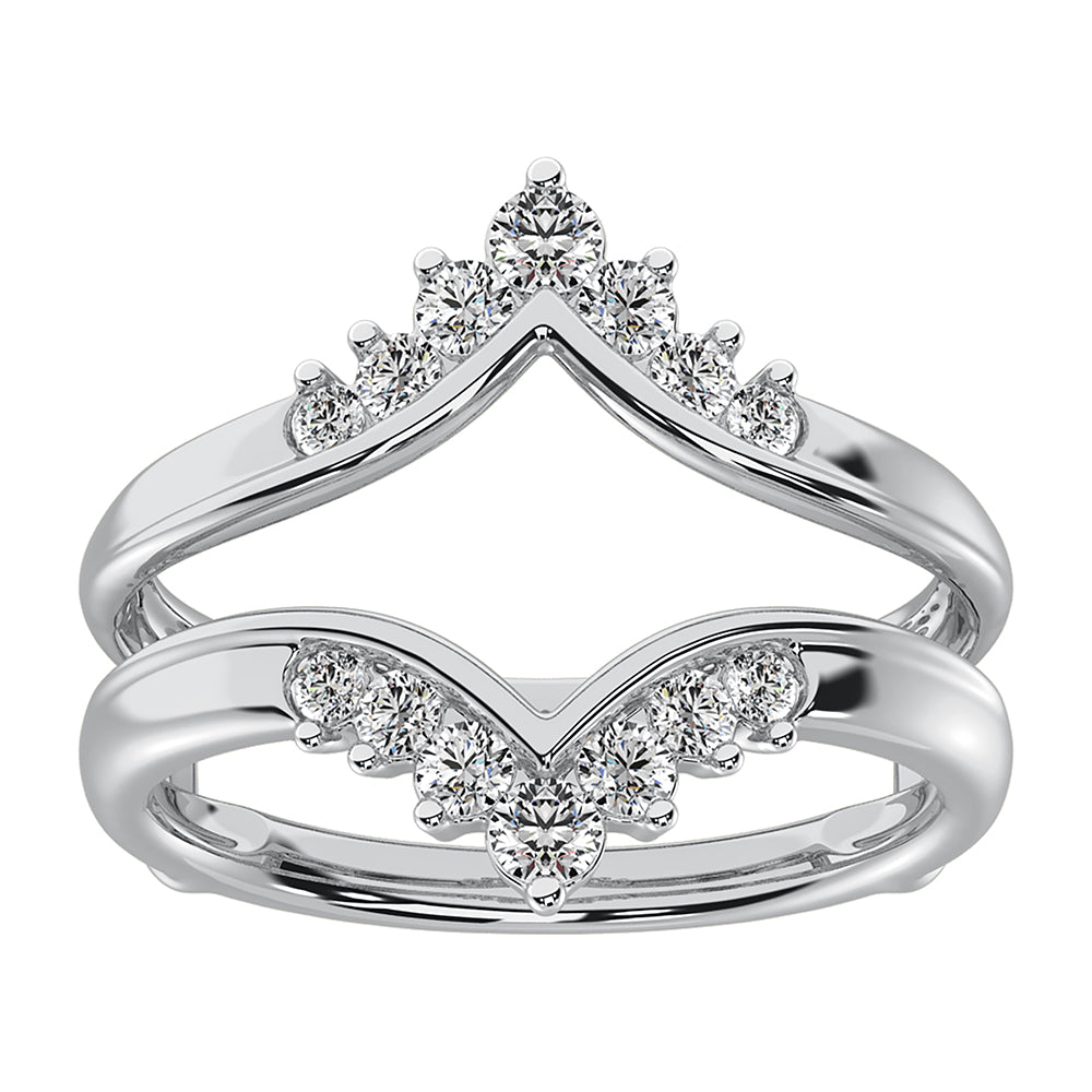 14K White Gold 1/2 Ct.Tw. Diamond Chevron Guard Ring