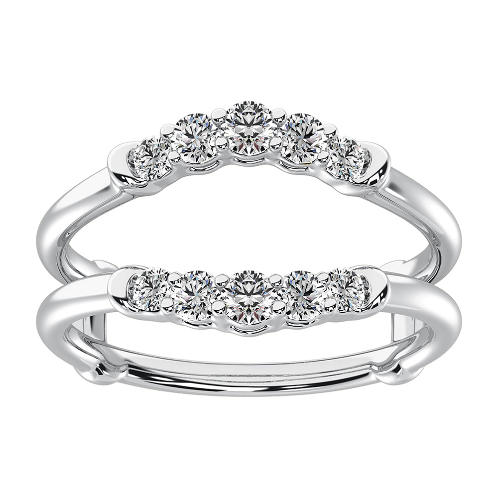 14K White Gold 1/2 Ct.Tw. Diamond Chevron Guard Ring