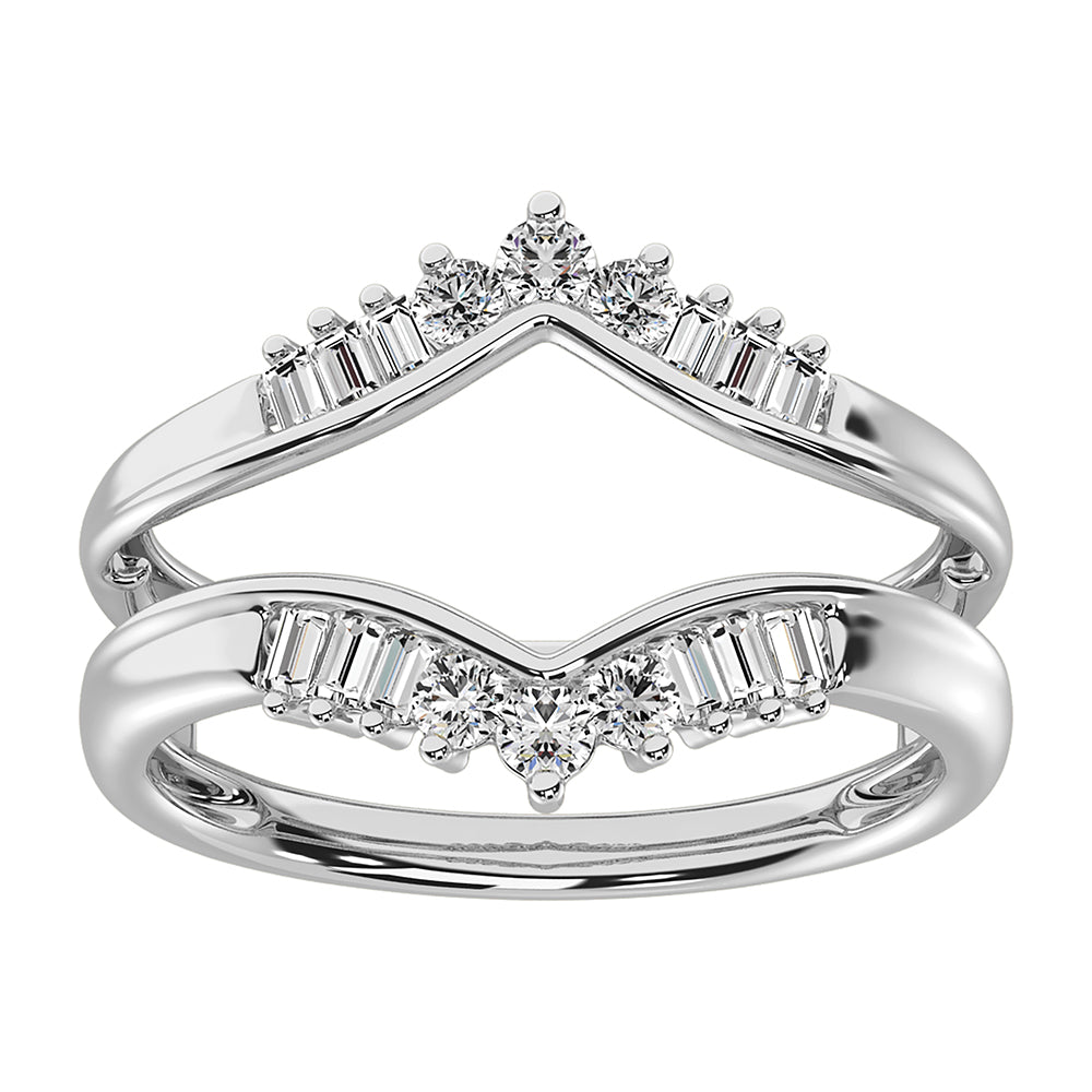 14K White Gold 3/8 Ct.Tw. Diamond Chevron Guard Ring
