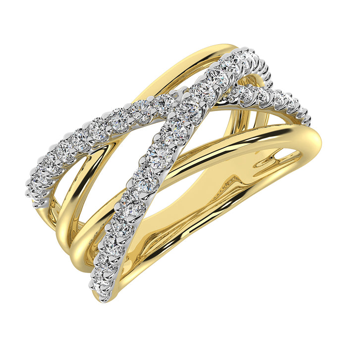 14K Yellow Gold 1/2 Ct.Tw. Diamond Crossover Ring