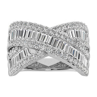 Thumbnail for 14K White Gold 1 1/2 Ct.Tw. Diamond Round and Baguette Crossover Ring