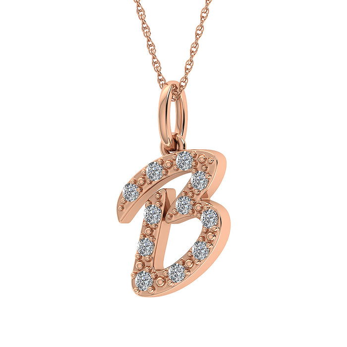 Diamond 1/8 Ct.Tw. Letter B Pendant in 10K Rose Gold