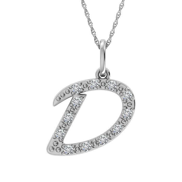 Diamond 1/8 Ct.Tw. Letter D Pendant in 10K White Gold