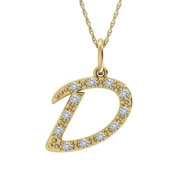 Diamond 1/8 Ct.Tw. Letter D Pendant in 10K Yellow Gold