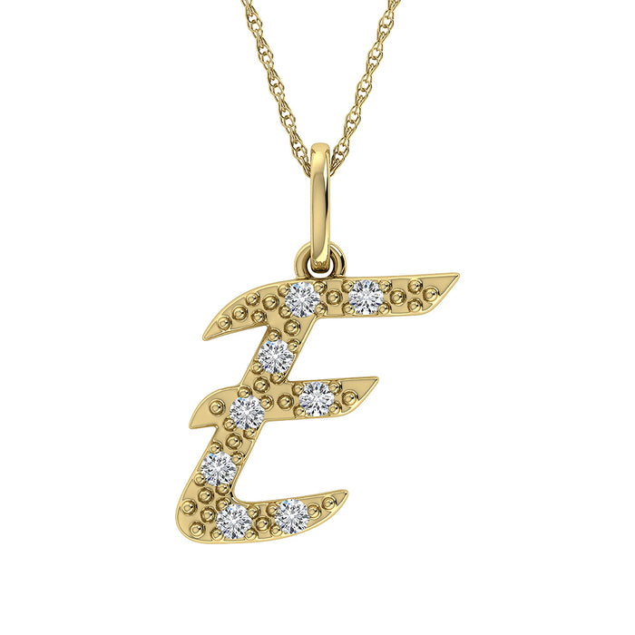 Diamond 1/8 Ct.Tw. Letter E Pendant in 10K Yellow Gold