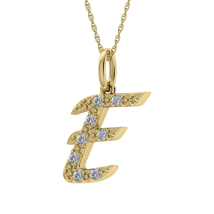 Diamond 1/8 Ct.Tw. Letter E Pendant in 10K Yellow Gold